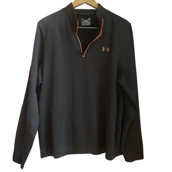 Under Amour  Gray Orange Three Quarter Zip All-Season Long Sleeve Large Hoodie - Picture 1 of 7
